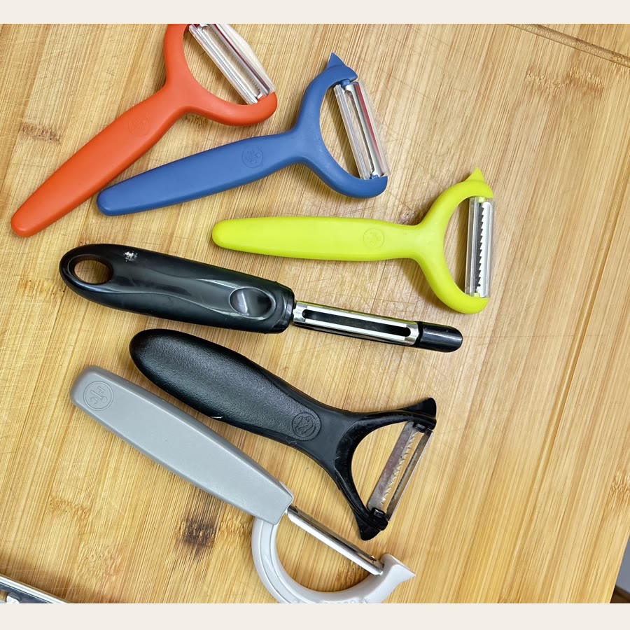 Colleen's assortment of vegetable peelers with different blades